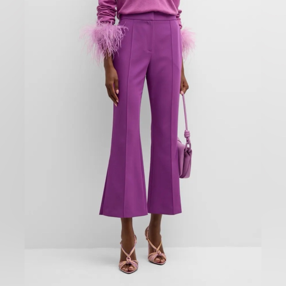 Milly KJ Side-Slit Cropped Cady Pants in Vivid Violet Size 12